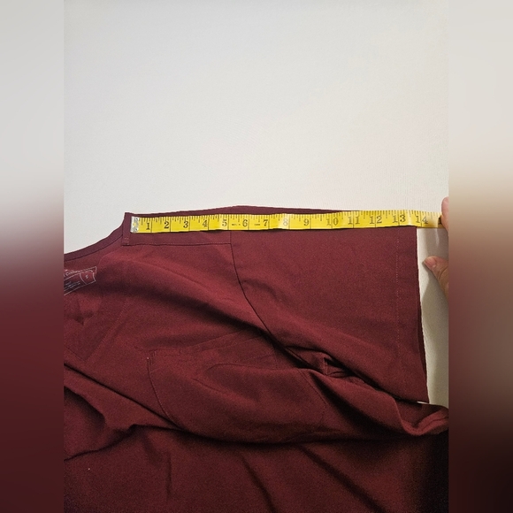 Figs Scrubs Short Sleeve Tee Unisex  S Burgundy  with Relaxed Fit - Picture 6 of 7